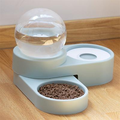 China Automatic Double Bubble Bowl 1.8L Capacity Pet Food Water Dispenser Fresh Water Cat Feeder Plastic Pet Bowl for sale