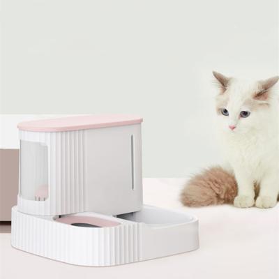 China Sustainable 2 in 1 Pet Water and Food Dispenser with Storage 0.8L Water Capacity Cat Dog Pet Automatic Double Bowls 3LFood for sale