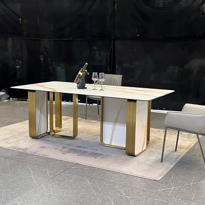 China Restaurant Fixed Nordic Luxury High End Dining Table Slate Light Modern Dining Table for sale