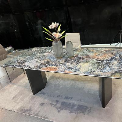 China Apartment Furniture Fixed Dining Table Set Modern Nordic Ins Square Slate Dining Table for sale