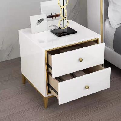 China (Other) Modern Adjustable Two-Tier Lacquered Minimalist Bedside Table Bedroom Storage Bedside Table for sale