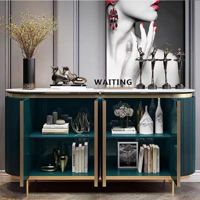 China Home Modern Simple Light Furniture Entry Cabinet Stainless Steel Living Room Luxury Wooden Storage Cabinet for sale