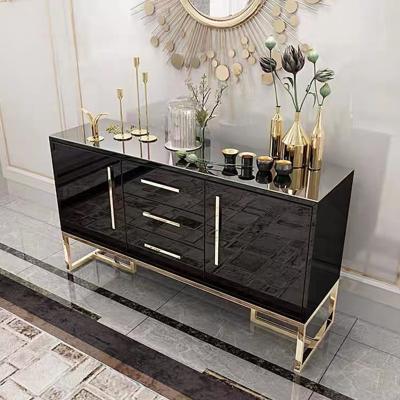 China Home Furniture Modern Design Buffet Dining Room Tableware Storage European Elegant Black Sideboard for sale