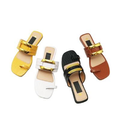 China New Platform Ladies Fashion Trend Manufacturing TPR Slippers Handmade Outdoor Leather Slippers Shoes For Women 2023 for sale