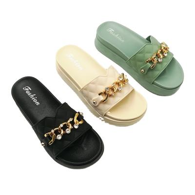 China Thick Soles Ladies Slippers Latest Fashion Trend Design Styles New Slides Shoes Ladies PVC Sandals Slippers For Women for sale