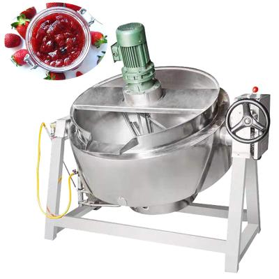 China Vegetable Processing Plant Steam Coated Kettle With Agitator Kettle Stainless Steel Double Coated Jacket Cooking Mixing Kettle for sale