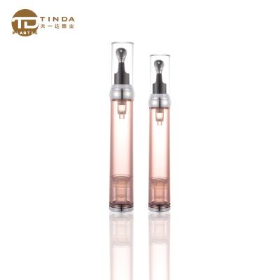 China Cosmetic 10ml 15ml 30ml Frosted Cosmetic Serum Lotion Pump Bottle Airless Round AS Plastic Cosmetic Packaging Bottles For Eye for sale