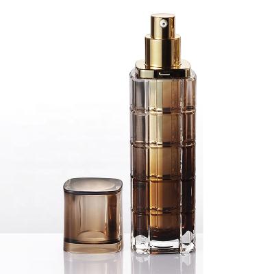 China Custom Empty Square Wall Double Wall Personal Care YKL224 Gold Acrylic Lotion Bottle For Skin Care for sale