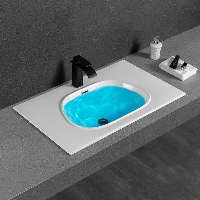 China CBR-800 Logo Customized Wholesale Easy Clean Rectangle Shape Cabinet Bathroom Ceramic Vanity With Sink for sale