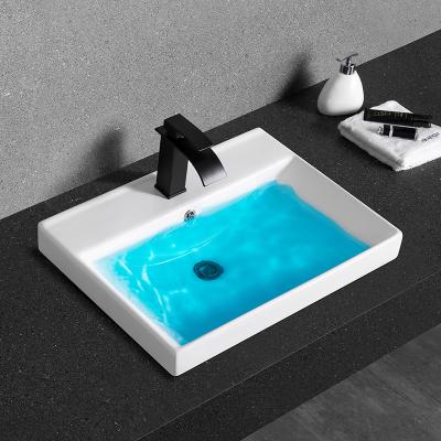 China CB60-600 Rectangle Hole Easy Clean Cheap Price Glassy Shaped Single Hole Faucet CB60-600 Porcelain Cabinet Sink for sale