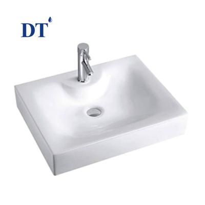 China 545 Factory Direct Selling Easy Clean Bathroom Sink Vessel Sink Ceramic Rectangular Bathroom Sink for sale