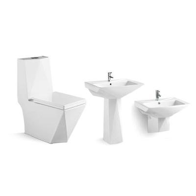 China Wash Down Sanitary Cheap Prices Diamond Double-Flow Ware Wc Ceramic Toilet With Basin/Toilet Sink Set for sale