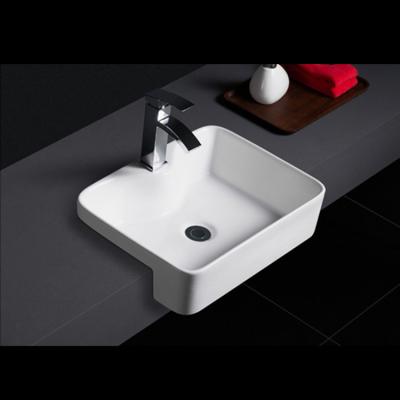 China 591 Factory Easy Clean Direct Selling Unique Design Porcelain Semi Recessed Bathroom Sinks for sale