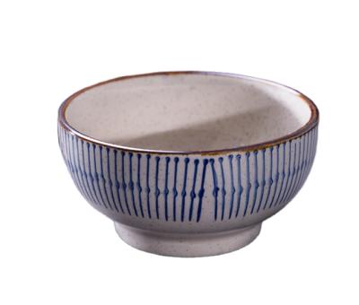 China New Arrival Sustainable Ceramic Bowl Japanese Style 4.5 Inch Rice Bowl Elegant Blue Stripes Pattern Stackable Oriental Design Bowls For Home for sale