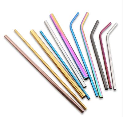 China Viable Custom Hot Selling Colorful Straw Perfect For Bar Drinking Reusable Coffee Tea Set Of 8 Stainless Steel Metal Straws for sale