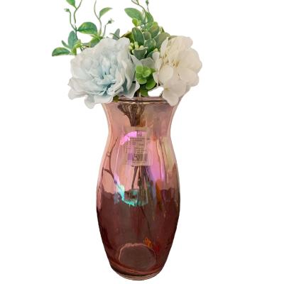 China Ins Style Simple Angled Modern Style Floral Pink Clear Glass Crystal Color Bottle Europe Design Modern Home Decorations Vase Vases For Living Room Decor for sale