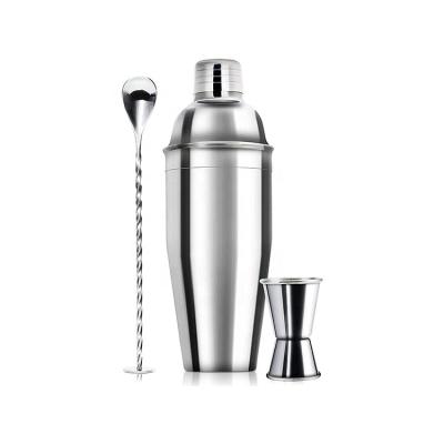 China Best Sustainable Durable Gift 3 PCS Sets 750ml Cocktail Shaker Machine Set Cocktail Shakers Stainless Steel for sale