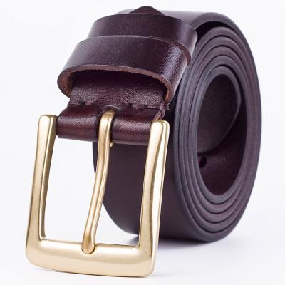 China Belts Men's Full Grain Men's Stylish Copper Buckle Full Grain Leather Belt for sale