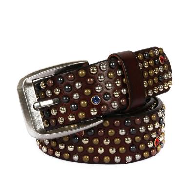 China Western Elts Mens Full Grain Full Grain Leather Belt Cowboy Studded Belt for sale