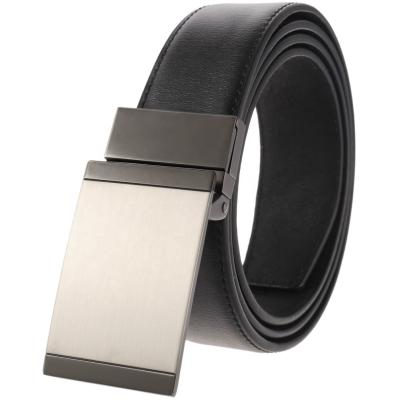 China Manufacturer Custom Black Brown Flat White Buckle Reversible Men's Belt For Men's Dress Whip Split Leather Belt for sale