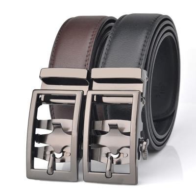 China Mens Split Leather Belts Comfort Click Buckle Automatic Ratchet Split Leather Belt For Men for sale