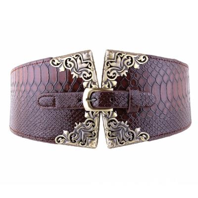 China Women's PU Belts Vintage PU Leather Elastic Belts With Metal Buckles For Ladies for sale