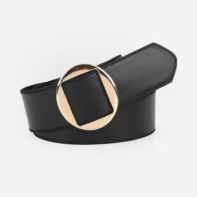 China Retro Women's PU Belts Ladies PU Leather Waist Belts Simple Wide Belts For Women for sale