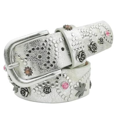 China Women Split Leather Belt Fashion Rivets Studded Split Leather Belt For Women for sale