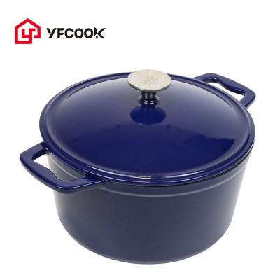 China Sustainable Colored Enamel Cast Iron Cooking Liner Die Cast Casserole Pot for sale