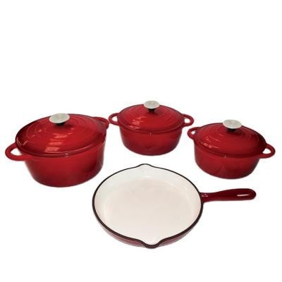 China Amazon Custom Cookware Viable Hot Selling 7pcs Enamel Cast Iron Pots And Pans Colorful Nonstick Cookware Set for sale