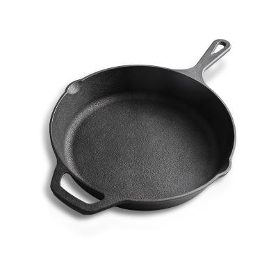 China Durable non-stick cast iron fry pan grill and sizzle preseasoned cast iron cookware set factory supply frying steak pancake pan set for sale