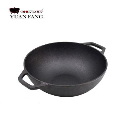 China Chinese Mini Cast Iron Wok With Stocked Loop Handles for sale