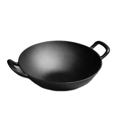 China Sustainable Pre-Seasoned Large Chinese Wok Cast Iron Large Cooking Wok for sale