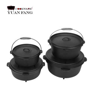 China Outdoor Sustainable Camping Three Leg Cast Iron Cooking Pot Dutch Cast Iron Ovens for sale