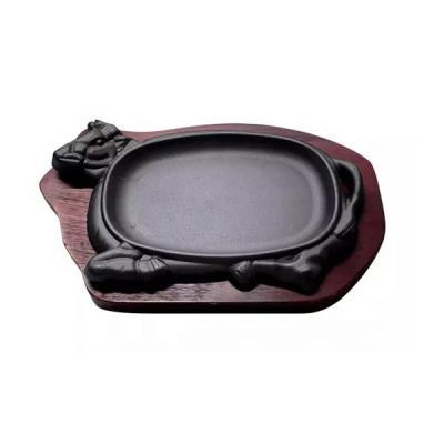 China Durable Cast Iron Skillet Non-Stick Shape Cow Grill Pan for sale