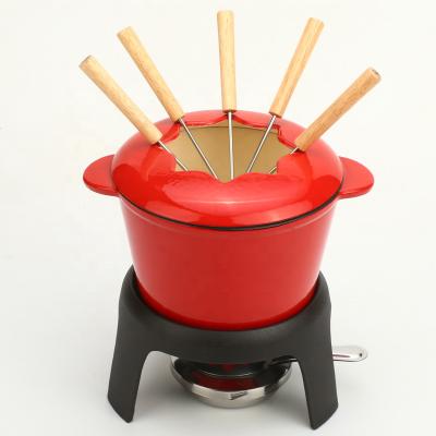 China Factory Price Sustainable High Quality Cast Iron Cheese Fondue Pot for sale