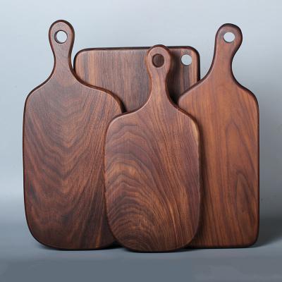 China Wholesale Dark Viable Dark Light Walnut Oak Laser Logo Laser Oak Kitchen Teak Olive Wood Cutting Cutting Board With Handle for sale