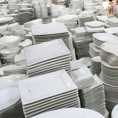 China Viable Factory Bulk Sale Stocked Porcelain White Ceramic Plain Dish Plate Sale By Ton Ceramic Plate And Ceramic Dish for sale