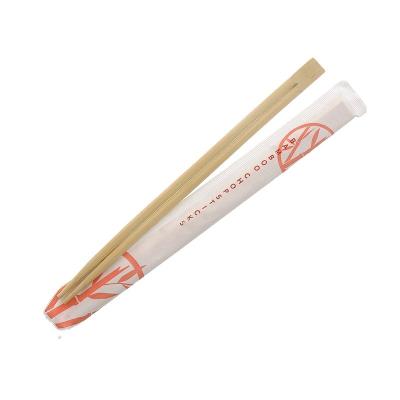 China Supermarket Disposable Natural Eco-friendly Chinese Custom Printed Logo 21cm Disposable Twins Bamboo Chopsticks With Sleeve for sale