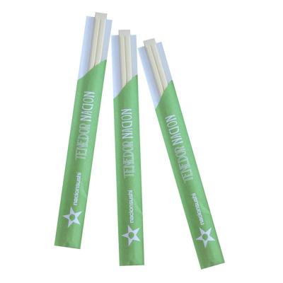 China Biodegradable Disposable Bamboo Tensoge Paper Full Sleeve Custom Chopsticks for sale