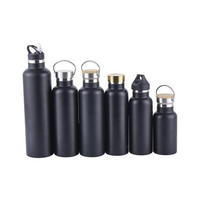 China 500ml 750ml Durable Wide Mouth Stainless Steel Vacuum Flask Double Wall Updraft Insulated Sport Water Bottles With Bamboo Seal Lid for sale