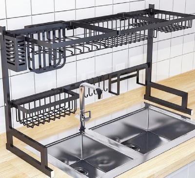 中国 Viable Over The Sink 85cm Stainless Steel Kitchen Racks Metal Sink Black Drying Dish Dish Rack Rack 販売のため