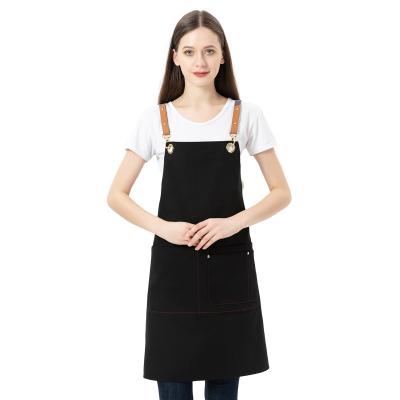 China Kitchen Apron Luxury Waxed Cotton Cleaning Pure Custom Logo For Men Chef Stylist Grill Restaurant Bar Shop Cafes Beauty Adult Bib for sale