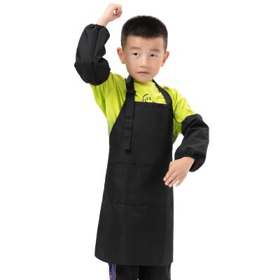 China SANITARY High Quality Cotton Pocket Bib Set Shirt Art Feeding Painting Cooking Kids Apron for sale