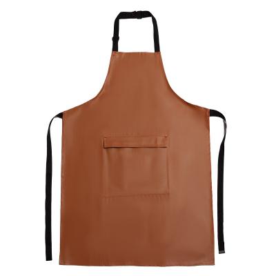 China Adult Leather Bib Bartender BBQ Oil Cooked Kitchen Chef PU Material Leather Apron Waterproof Custom BEAUTY SANITARIES for sale