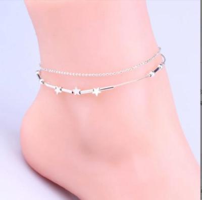 China Fashion Simple Fashion Metal Beads Gold And Silver Rose Flower Anklets for sale