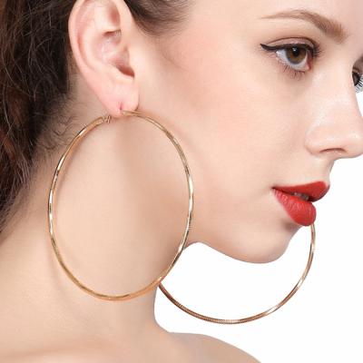 China Wholesale Hot Sale 100mm Cute Circle Earrings Cute Jewelry Gold And Silver Plated Circle Earrings for sale