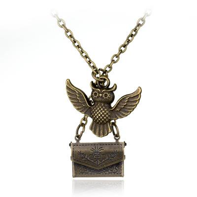 China Accessories Vintage Fashion Harry Movie Potter Hogwarts Phoenix Metal Owl Necklace For Gift for sale