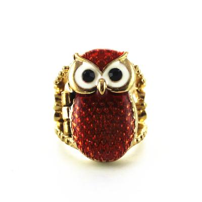 China Wholesale Adjustable Zinc Alloy Lovely Retro Animal Available To Be Opened Owl Enamel Ring For Women for sale