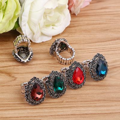 China Fashionable Western FASHIONABLE custom adjustable style rope stretch alloy ring sElastic inlaid Diamond Lady' for sale